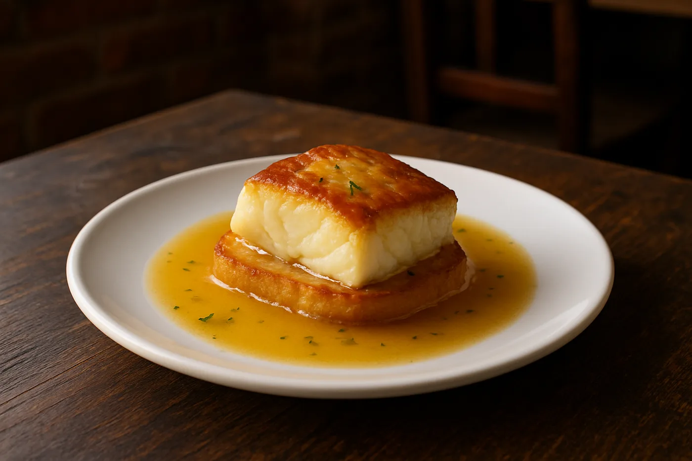 Tapa de bacalao con reducción de champagne