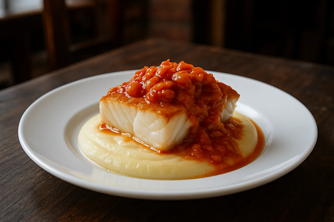 Bacalao con crema de patata al "ajo arriero"